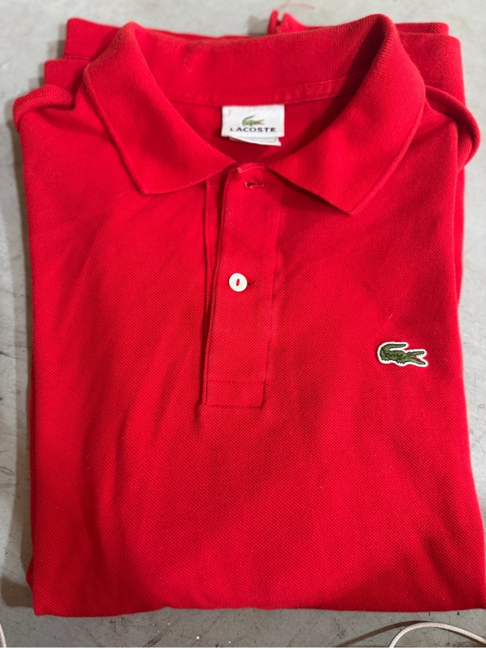 Lacoste Red Polo with Embroidered Crocodile